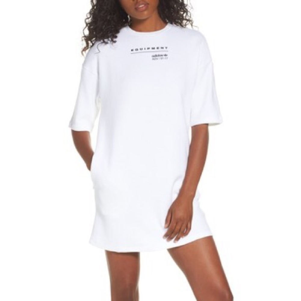 Adidas Equipment White Ribbed Dress